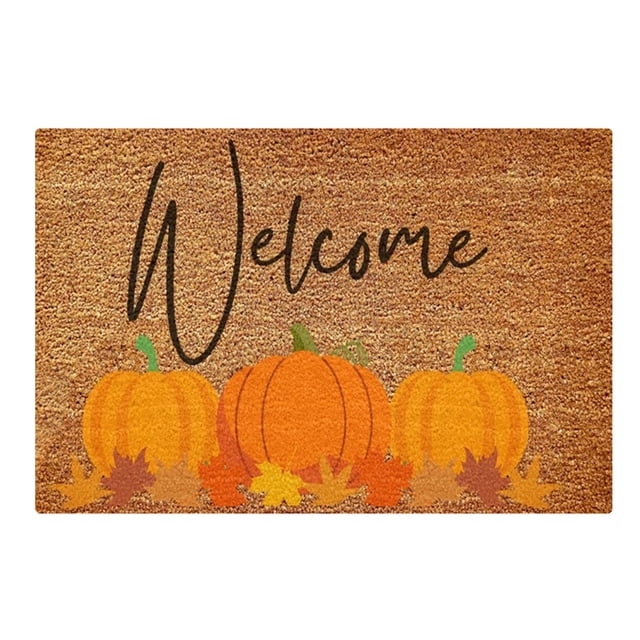 TIELUTT Thanksgiving Home Autumn Front Door Door Mat Carpet Floor Mat Decoration Fall Throw Blankets Designer Throw Fuzzy Blanket with Pom Poms Creme Throw Blanket 5x7 Rugs for Living Room