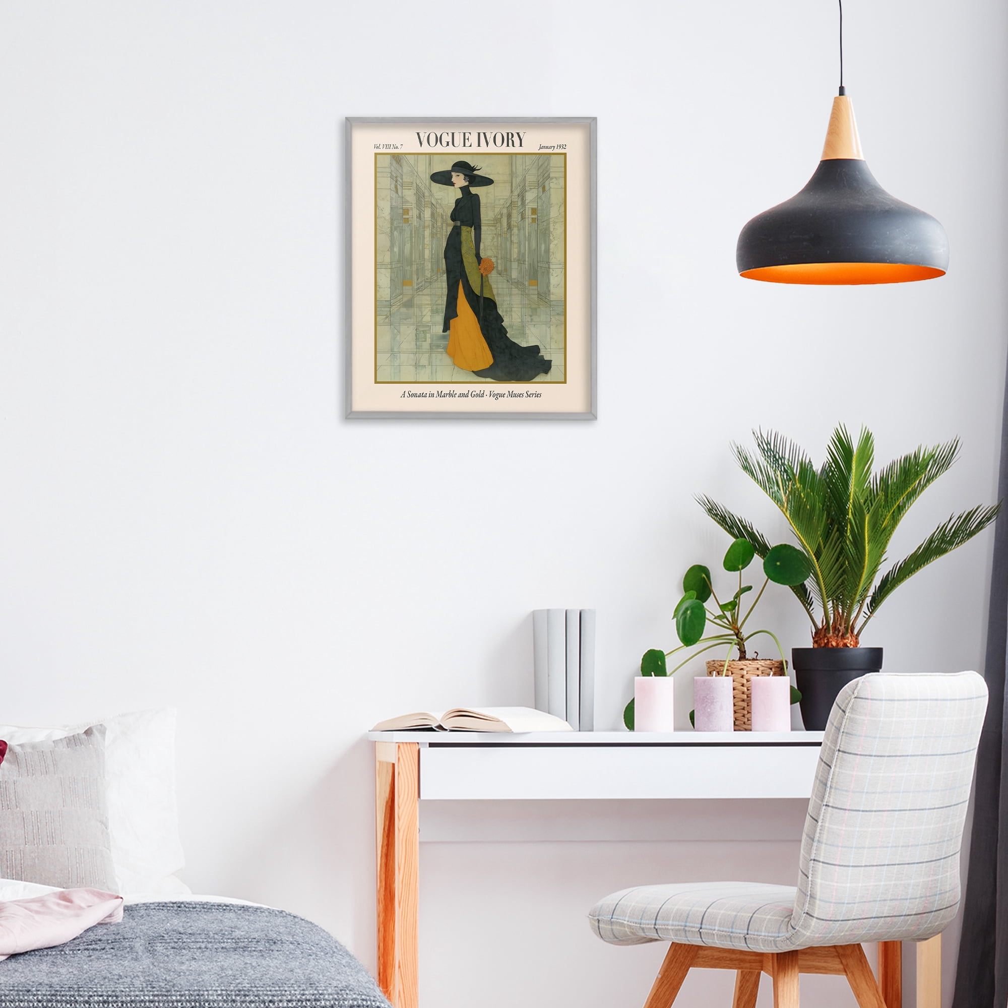 Stupell Industries Ivory Hall Magazine Gray Framed Giclee Art, design by A Barefoot Stylist