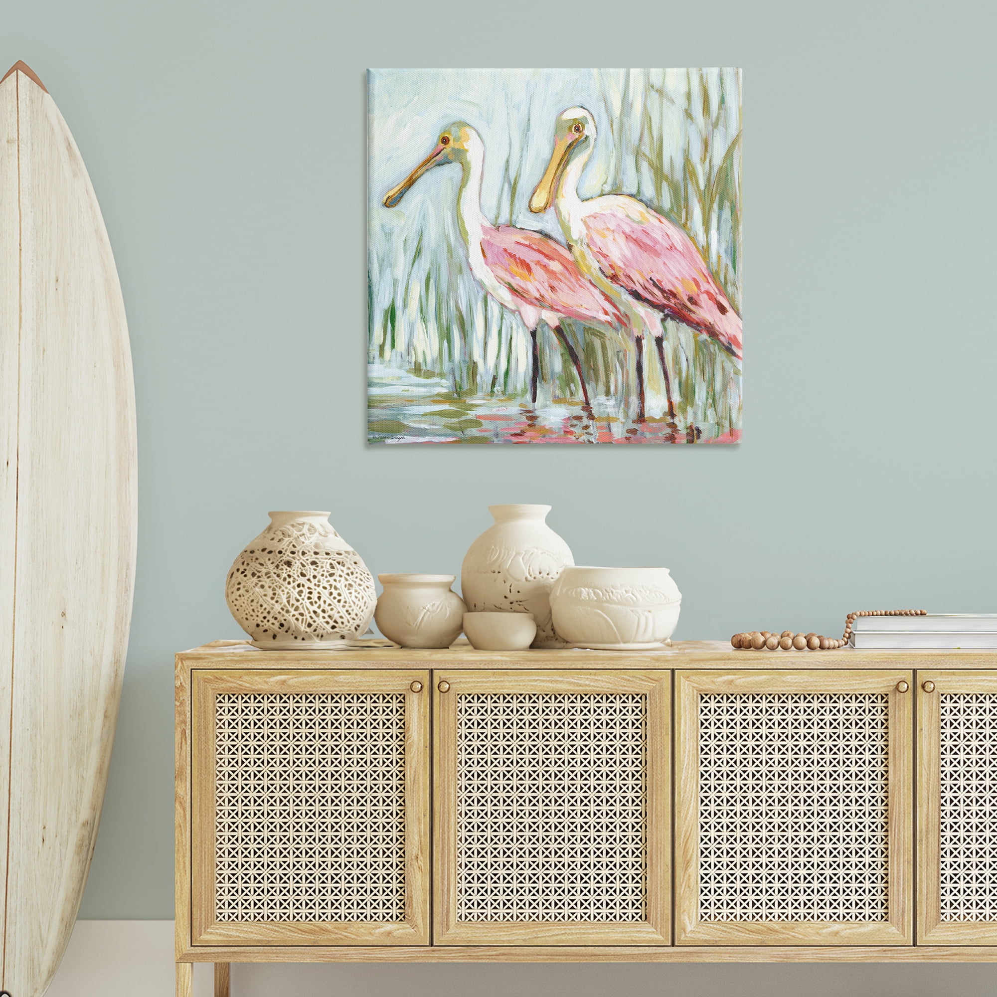 Stupell Industries Spoonbill Birds Pair Animals Painting Wrapped Canvas Canvas Art Print Wall Art, 36 x 36