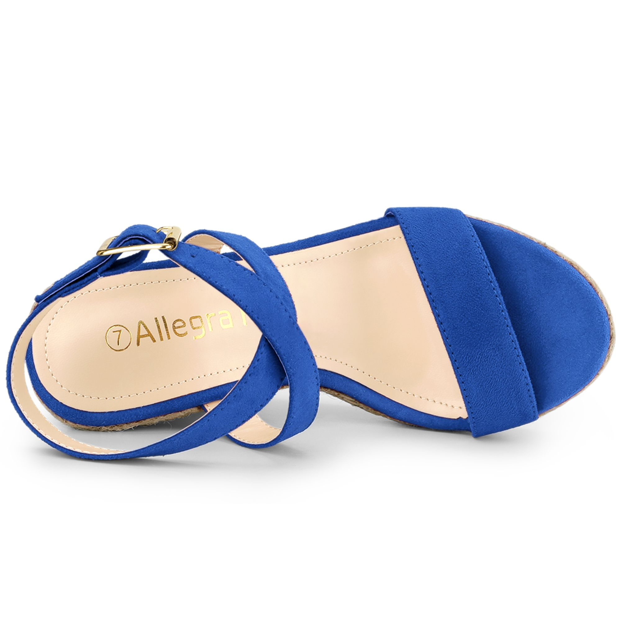DARING DIVA Women's Slingback Crisscross Wedges Heel Espadrille Sandals Royal Blue 10