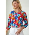 thumbnail image 5 of Redhotype Floral V-Neck Blouse: Versatile, 3/4 Sleeve, Multicolor - Shop Now!, 5 of 8