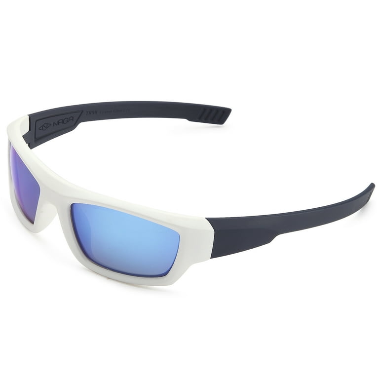 NAGA Sports Youth Teenager UV400 Polarized Sunglasses for Baseball,  Softball, Running, Fishing, Biking - Kids Ages 6-14 (POLARIZED Blue Mirror  Lens