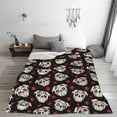 thumbnail image 5 of Honeii colorful Skull dog flower Print Fleece Blanket - Throw Blanket for Bed, Sofa, Couch, Camping, and Travel , Microplush Ultra Soft Warm Blanket-40"x30", 5 of 7