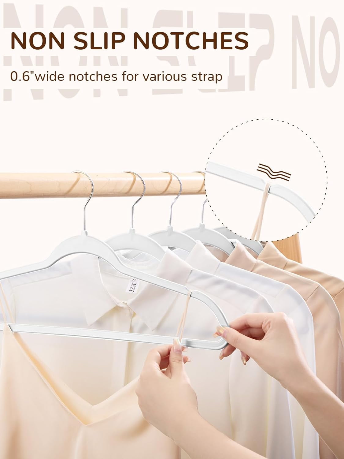 cozymood Heavy Duty Plastic Hangers 50 Pack,17.5 inch Non-Slip Clothes Hangers with 360° Swivel Hooks, Slim Space Saving Closet Hangers,White