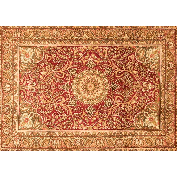 Ahgly Company Indoor Rectangle Medallion Orange Traditional Area Rugs, 2' x 5'