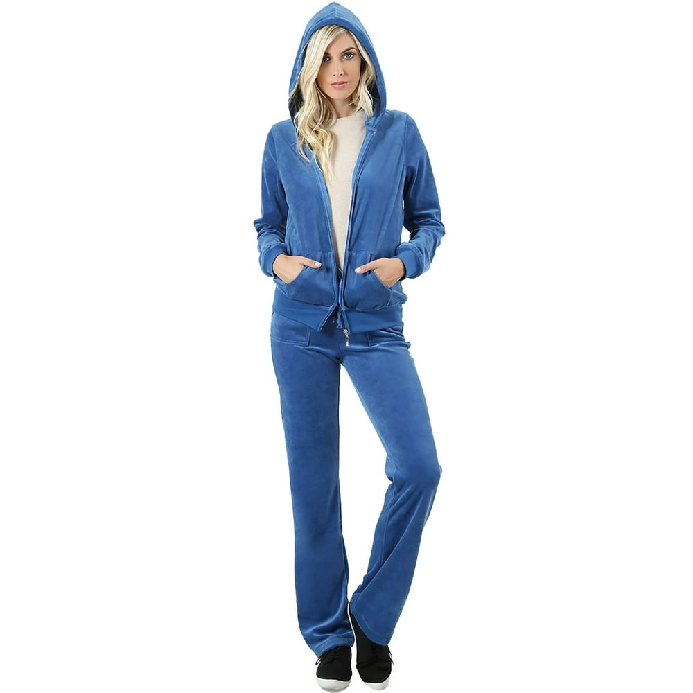 Jed Fashion - Sweatsuit Jogging Tracksuit Velour Set for Women Zip Up 2 Piece Hoodie Sweater