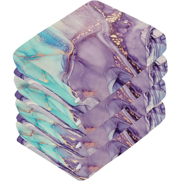 Coolnut 6 PCS Natural Abstract Marble Washcloths, 12 X 12 Inches Cotton Wash Cloths, Highly Absorbent and Soft Face Towels for Bathroom,Gym,Hotel and Spa