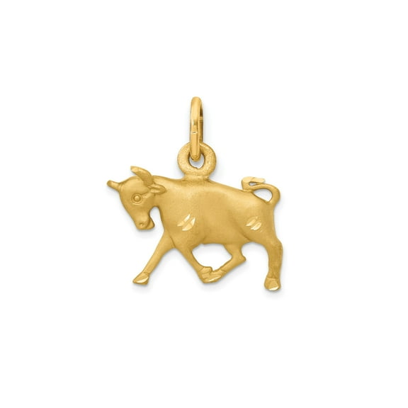 10k Yellow Gold Taurus Pendant for Men and Women, Bull Zodiac Medallion Charm with Astrology Symbol, Unisex Earth Sign Jewelry for Necklaces or Bracelets