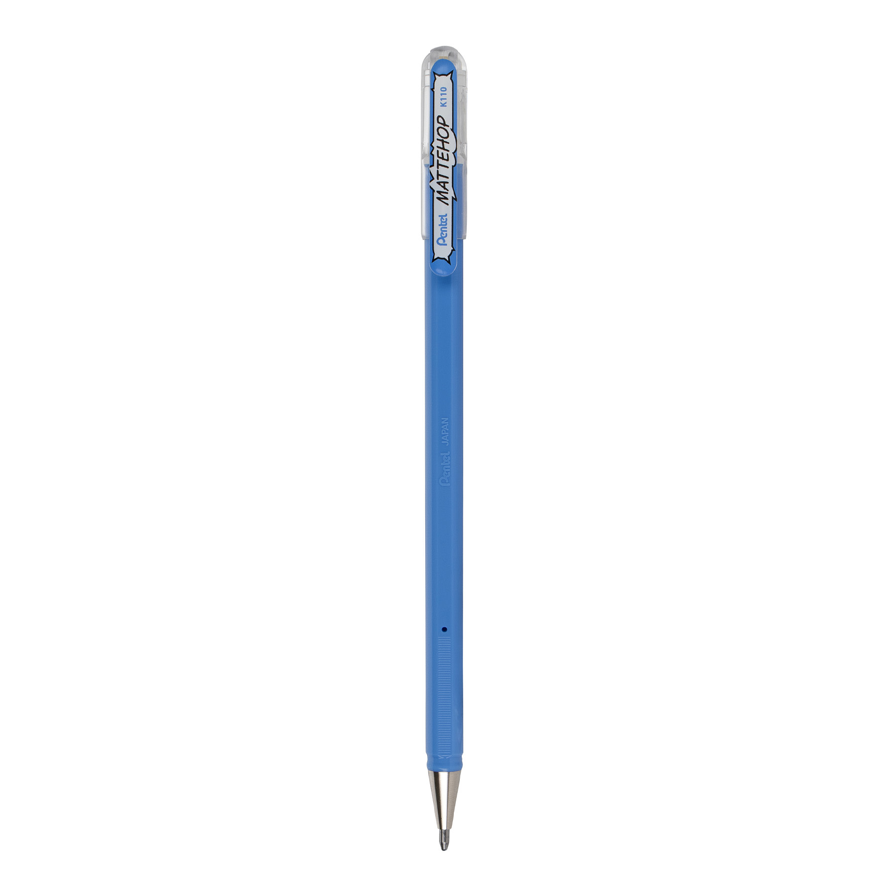 Pentel Arts Hybrid MATTEHOP Gel Roller, 1.0mm, Matte Sky Blue Ink, Pack of 12