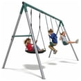 thumbnail image 2 of LeisureStar 700LBS Metal Swing Set for Backyard, Outdoor Heavy Duty Swing Set with 1 Saucer Swing & 2 Belt Swings for Kids, 3“Steel Frame and Adjustable Ropes, Playground Playset for Toddlers, 2 of 9