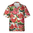 thumbnail image 4 of Camisa hawaiana con estampado de sandía para hombre, blusas con estampado 3D de frutas tropicales, blusas casuales de verano con botones, camisas Aloha de manga corta, 4 of 4