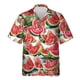 thumbnail image 5 of Camisa hawaiana con estampado de sandía para hombre, blusas con estampado 3D de frutas tropicales, blusas casuales de verano con botones, camisas Aloha de manga corta, 5 of 5