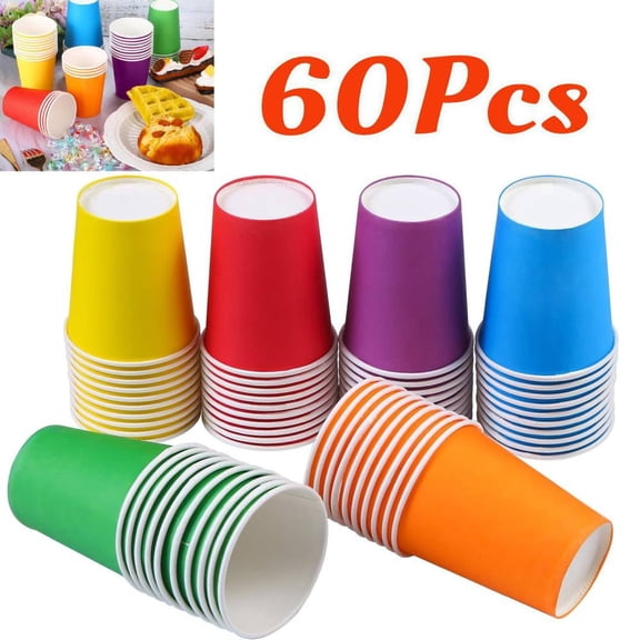 60 Pieces 9 Ounce Disposable Paper Cups Party Cups Drinking Cups for Party, DIY and Holiday, 6 Colors