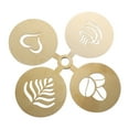 thumbnail image 2 of 4-Pack Stainless Steel Coffee Decorating Stencils, Various Patterns, Gold, with Handle, Easy Grip Hang, for Cappuccino Chocolate Cake, Home Coffee Shop DIY, 2 of 8