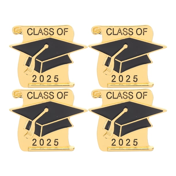 BRIGHTFUFU Pin de solapa para gorro de graduación, insignia esmaltada de recuerdo, regalos de graduación para estudiantes y profesores de secundaria, clase de 2025, 4 Uds.