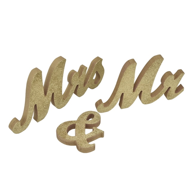 Mr Mrs Sign, Separate Design Wedding Decorative Letters Bright Powder Beautiful Calligraphy For Festival Engagements Anniversary Party Gold,Silver