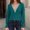 Dark Green, variant on Womens Smocked V Neck Long Sleeve Top With Lace Trim Loose Fit Casual Daily Tops For Spring And Fall Wine L