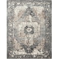 thumbnail image 3 of BoutiqueRugs Newalla Bohemian Oriental Medallion Area Rug - Farmhouse Traditional Floral Carpet for Living Room, Bedroom - Gray, Blue, Cream - 7'10" Square, 3 of 19