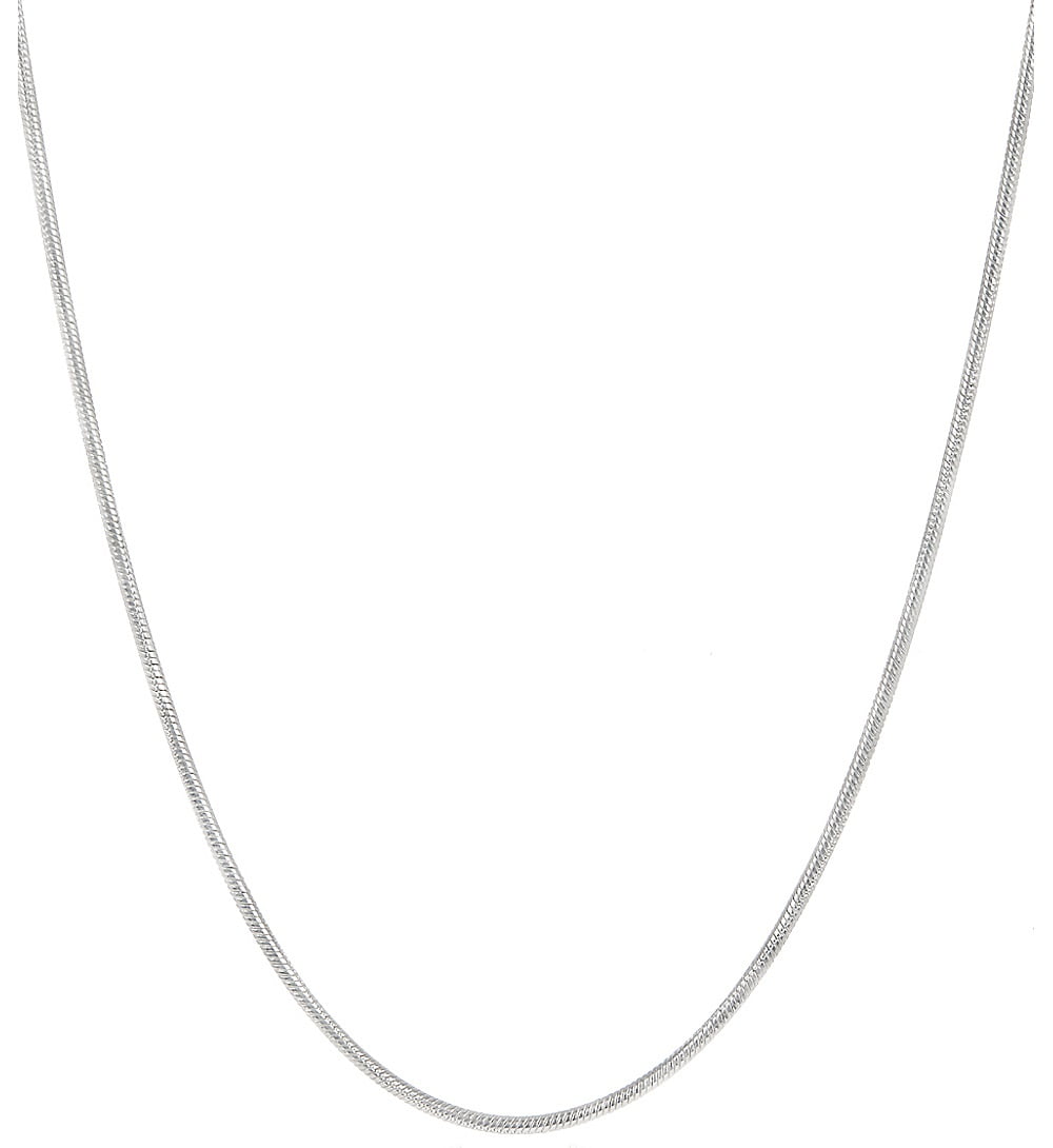 925 Sterling Silver Snake Round Chain Necklace 0.9 mm 16 inches