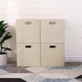 thumbnail image 5 of Cube Storage Bins 13×13 Linen Foldable Box with Handles, Collapsible Organization Basket Set of 4 Large Capacity Drawer for Closet Shelf Cabinet Bookcase Bedroom, Beige, 5 of 6