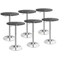 thumbnail image 1 of Gymax 6PCS Round Pub Table Swivel Adjustable Bar Table w/Faux Marble Top Black, 1 of 10