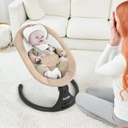 Baby Swing,Bluetooth Baby Swing for Infants Portable Baby Swing for Newborn, Electric Baby Swings with 5 Gears & Time Set & Music&Remote Control, Infant Swing for Babies 0-6 Months, Unisex,Khaki