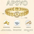thumbnail image 2 of APSVO 18K Gold Plated Initial Charm Bracelets for Women Cubic Zirconia Watch Bangle Silver Letter L Chain Bracelet Valentines Jewelry Gifts Her Girlfriend Wife Lady Female Adults Teen Ideas, 2 of 9