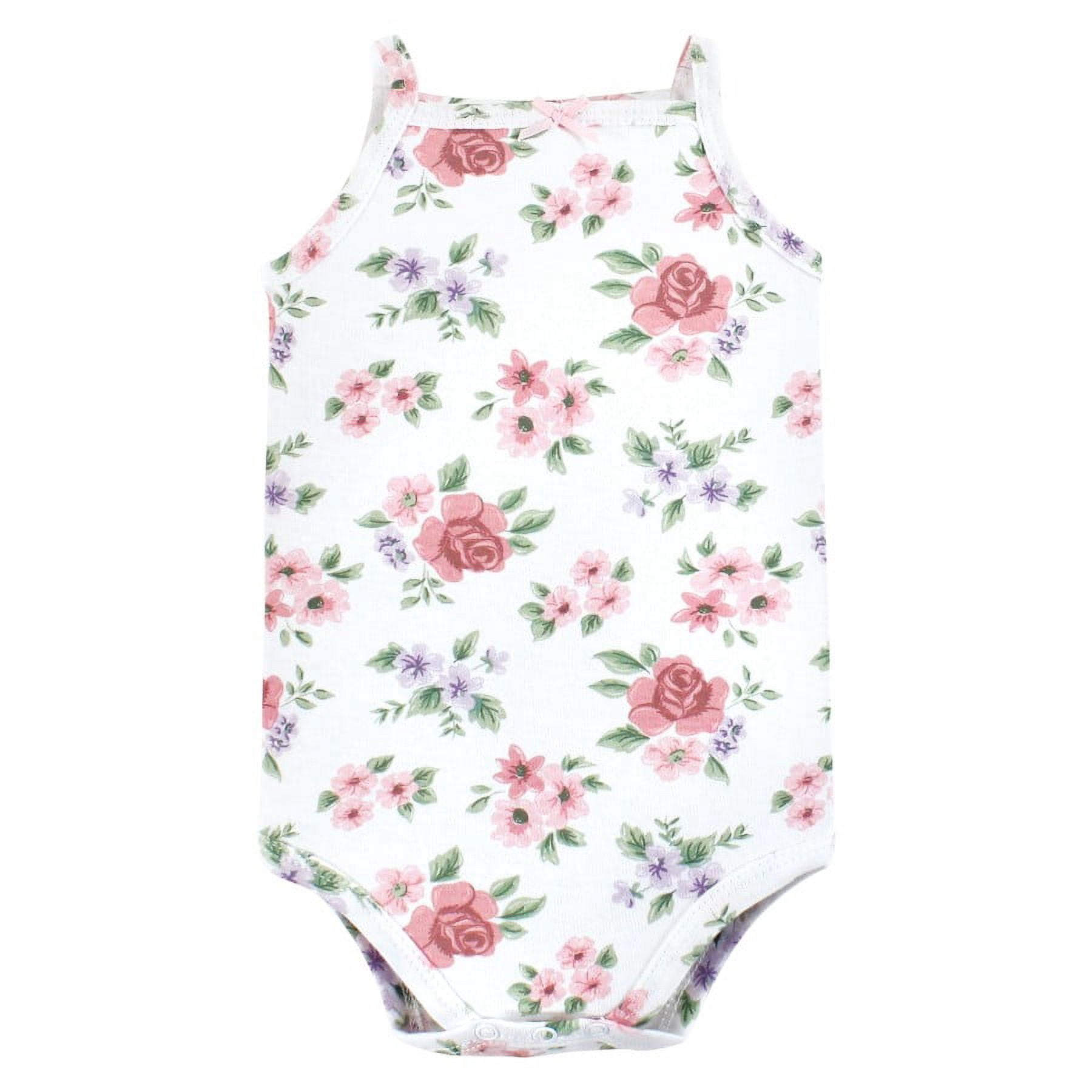Hudson Baby Infant Girl Cotton Sleeveless Bodysuits, Tea Party, 12-18 Months