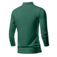 thumbnail image 3 of ZCFZJW Big and Tall Regular Fit Shirts for Men Casual Solid Color Long Sleeve Lapel Collar V Neck Plain Tees Shirt Trendy Workout Basic Tshirt Green XXXXL, 3 of 4