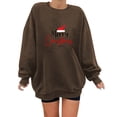 thumbnail image 1 of Gibobby Sudadera de Navidad para mujer Camisa de manga larga estampada con estampado de sombrero navideño a la moda para mujer - Top elegante sin capucha(Marrón,CH), 1 of 4