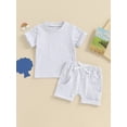 thumbnail image 2 of Bagilaanoe 2pcs Toddler Baby Boy Shorts Set Short Sleeve T Shirt Tops + Shorts 6M 12M 18M 24M 3T Kids Casual Summer Clothes, 2 of 7