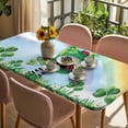 thumbnail image 3 of St. Patrick's Day Table Cloths for 3 Foot Rectangle Tables, Green Shamrock Hat Ladybirds Daisy Rainbow Patio Waterproof Elastic Fitted Tablecloths, Washable Rectangular Table Cover for Camping, 3 of 8