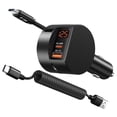 thumbnail image 1 of Cargador de coche OKRAY 78 W retráctil USB C con tipo C PD30W, 1 of 4