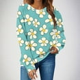 thumbnail image 2 of Horkkom Crewneck Sweatshirts Women Floral Print Long Sleeve Pullover Sweatshirts Casual Loose Sweatshirts L, 2 of 7