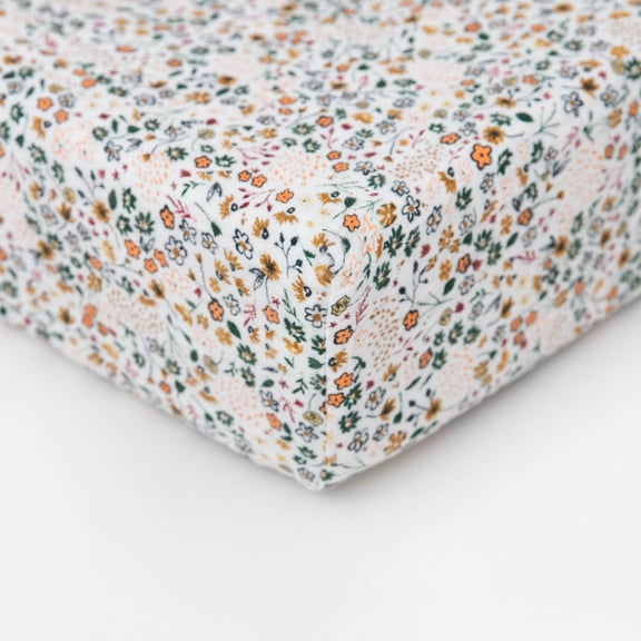 Cotton Muslin Changing Pad Cover - Pressed Petals