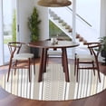 thumbnail image 3 of Round Rugs 5Ft, Beige Brown Striped Round Area Rug Washable Indoor Throw Carpet, Modern Farmhouse Geometric Soft Non Slip Circle Rug for Cabinet Bathroom Home Decor Aesthetic, 3 of 8