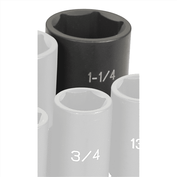 Grey Pneumatic 1/2" Drive x 1-1/4" Deep Universal Socket 6 Point - Black