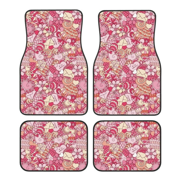 Fotbe Sweet Juego de 4 Tapetes para Auto con Estampado – Alfombrillas de Goma Reforzada, Diseño Antideslizante, Protección para Todo el Año – Vehículos, Autos, Camionetas y SUVs