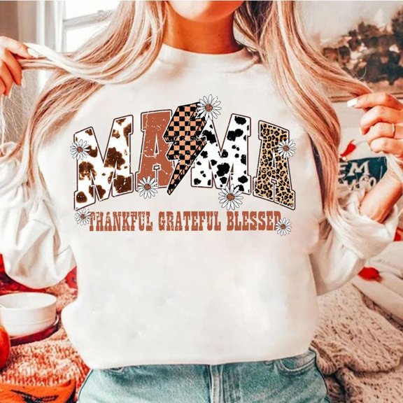 Fall Mama Sweatshirt, Pumpkin Spice Shirt with Lightning Bolt, Thankful Grateful Blessed SWEAT Sweatshirt, Aesthetic Autumn Look for Pumpkin Patch Days