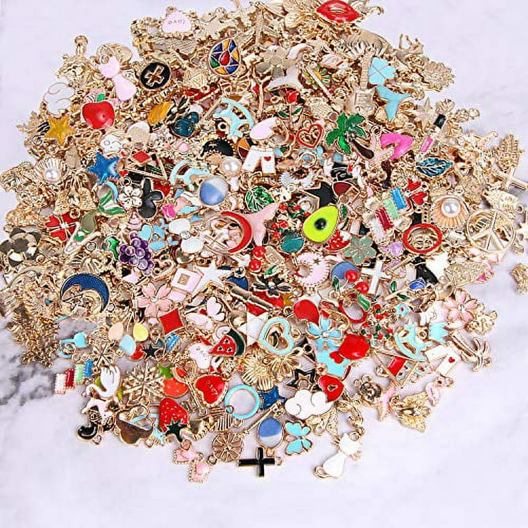 SANNIX 120Pcs Mixed Sun Star Moon Charms Jewelry Making Gold Enamel Charm  Pendants for DIY Necklace Bracelet Making Supplies