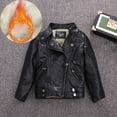 thumbnail image 2 of Kids Leather Jacket,Stand Collar Motorcycle Coat for Boys Girls with Velvetable,Jackets for Girls, 2 of 9