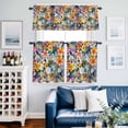 thumbnail image 2 of Country Kitchen Curtains Valances and Tiers Set of 3 Watercolor Pastoral Wild Flowers Tier Curtains and Valance with Rod Pocket for Small Windows, 27.5"x24", 2 of 9