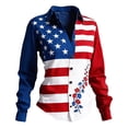 thumbnail image 3 of FASHOFT 250 Anniversary USA Shirt for Women Patriotic Button Down Long Sleeve Blouses 4th of July T Shirts Dark Blue S, 3 of 3