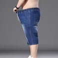 thumbnail image 6 of Capri Jeans for Men Wide Leg Straight Fit Pull On Stretchy Denim 3/4 Pants Elastic Waist Long Shorts with Pockets and Drawstring Blue, 6 of 9