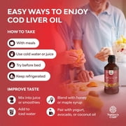 Natures Craft Liquid Cod Liver Oil Supplement, Omega 3 Fish Oil for Heart Health, Lemon Mint, 240 ml