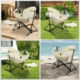 thumbnail image 6 of Ainfox Foldable Portable Rocking Camping Chairs with Footrest, Cup Holder, Pillow, Khaki, 6 of 12