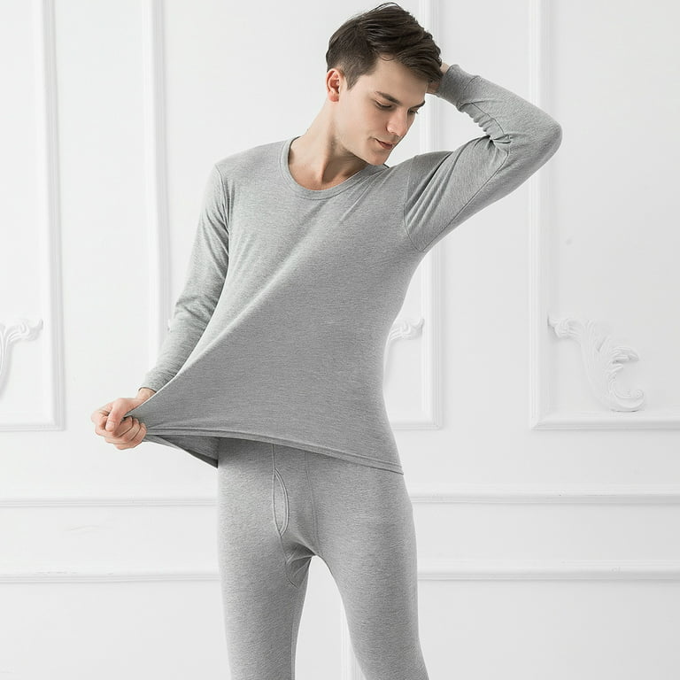 Mens Thermal Underwear Set, iMounTEK Fleece Long Johns Top Bottom for Men  Cold Winter, Grey XL