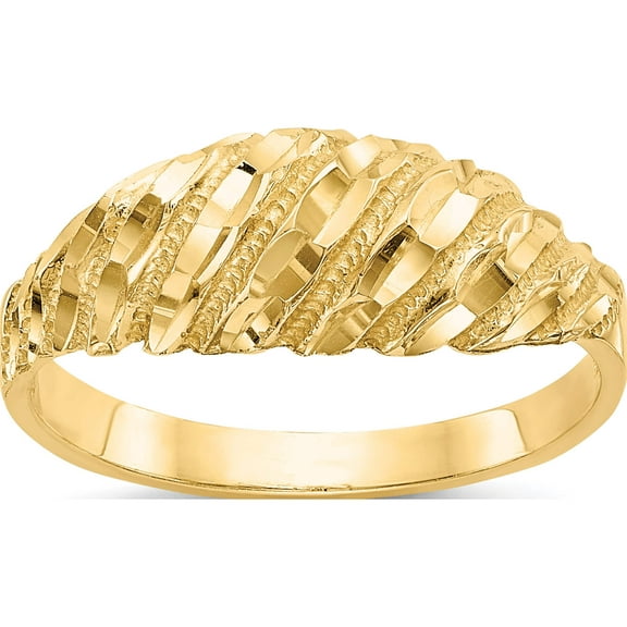 14K Yellow Gold Diamond Cut Dome Ring (Size 6) Made In United States k3882