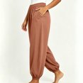 thumbnail image 5 of Plus Size Women's Polyester High Waist Loose Jogger Pants, Breathable Cuffed Ankle Side Pocket Trousers, Relaxed Loungewear Bottoms for Travel Daily Errands | TruHer,Red 2XL, 5 of 7