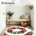 thumbnail image 3 of ODIKA 3'x5' Machine Washable Non-Slip Area Rug, Festive Holly Berry Wreath with Poinsettia Blooms High Traffic Rug with Pad, Red, 623365, 3 of 8